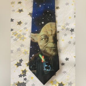 Vintage 90s Star Wars Yoda Ralph Marlin Novelty Necktie Retro